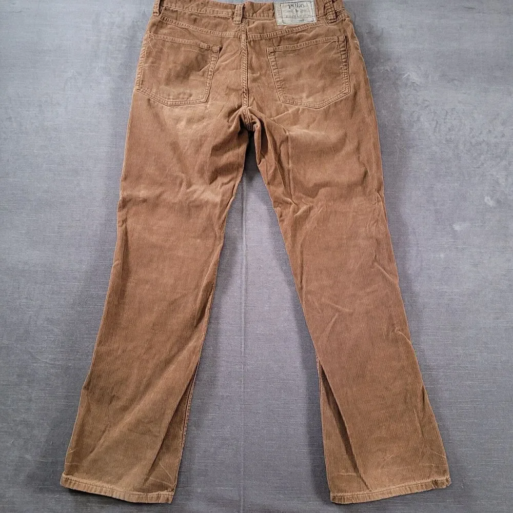 Polo Ralph Lauren‎ Corduroy Brown Pants Chino Mens Actual Size 34 x 31